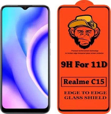 9H Edge To Edge Tempered Glass for Realme C15 --Ultimate Protection Kit Edge to Edge Screen Protector 9H Hardness Ultra HD Anti-Scratch-11D)(Pack of 1)