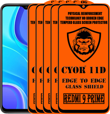 CYOR Edge To Edge Tempered Glass for REDMI 9 PRIME(Pack of 5)