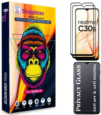 Shoppitzzo Edge To Edge Tempered Glass for realme C30s**Privacy-Anti Spy-Anti Peeping**/Millitary Grade Tempered Glass/Full Screen Coverage-Edge to Edge/9H Hardness/With Easy Installation Kit(Pack of 2)