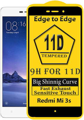 ANCHI Edge To Edge Tempered Glass for Easy Install Full Screen Coverage Tempered Glass Screen Guard Protector 11D for Redmi Mi 3S BLACK(Pack of 1)