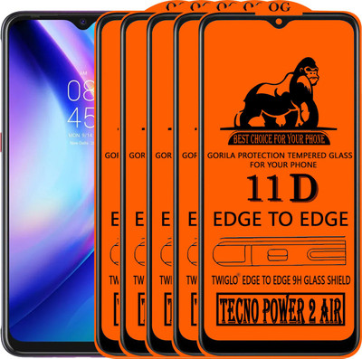 TWIGLO Edge To Edge Tempered Glass for TECNO POWER 2 AIR(Pack of 5)