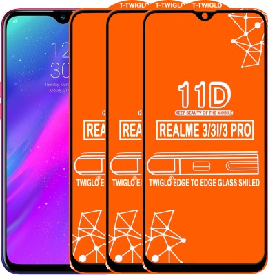 TWIGLO Edge To Edge Tempered Glass for REALME 3 PRO(Pack of 3)