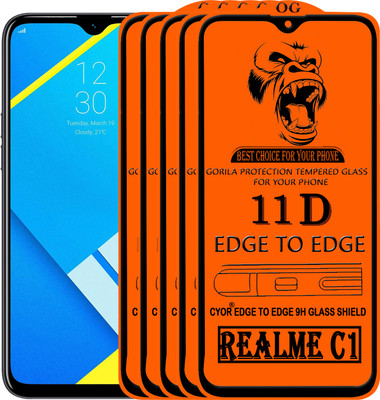 CYOR Edge To Edge Tempered Glass for Realme C1(Pack of 5)