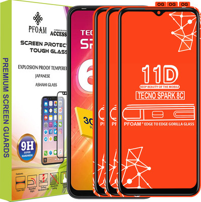 PFOAM Edge To Edge Tempered Glass for TECNO SPARK 8C(Pack of 3)