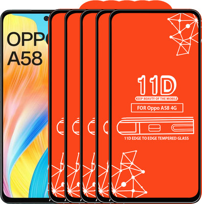 Roxel Edge To Edge Tempered Glass for Oppo A58 4G(Pack of 5)