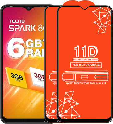 Qyist Edge To Edge Tempered Glass for Tecno Spark 8C(Pack of 2)