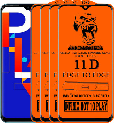 TWIGLO Edge To Edge Tempered Glass for INFINIX HOT 10 PLAY(Pack of 4)
