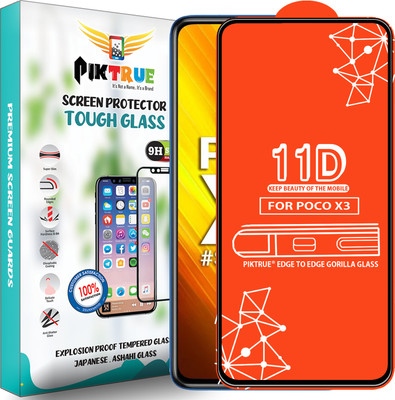 PikTrue Edge To Edge Tempered Glass for Poco X3(Pack of 1)