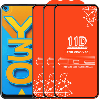 Qyist Edge To Edge Tempered Glass for Vivo Y30(Pack of 3)