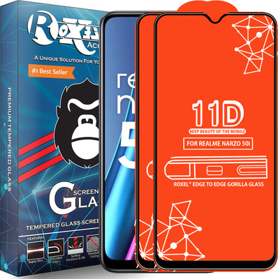 Roxel Edge To Edge Tempered Glass for Realme Narzo 50I(Pack of 2)