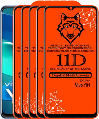 DeepzHub Edge To Edge Tempered Glass for Vivo Y01(Pack of 5)