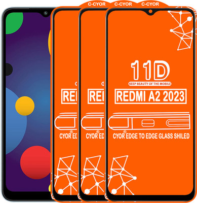 CYOR Edge To Edge Tempered Glass for REDMI A2 2023(Pack of 3)