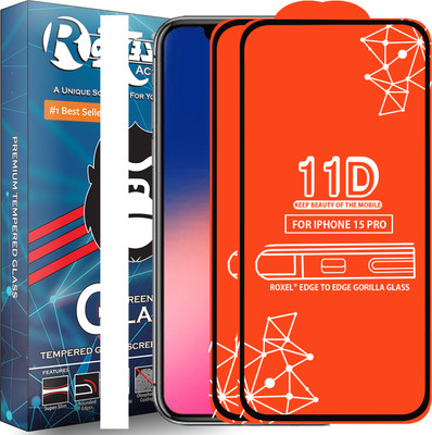 Roxel Edge To Edge Tempered Glass for Iphone 15 Pro(Pack of 2)