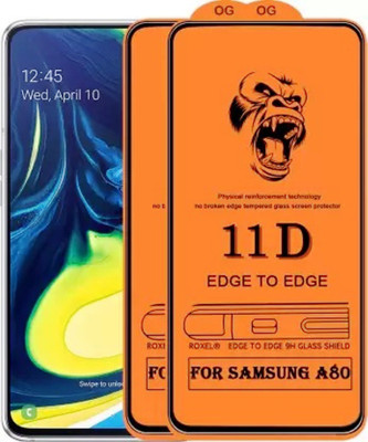 HIE POWER Edge To Edge Tempered Glass for Samsung Galaxy A80 --| | Full Glue Curved Tempered Glass //9H tempered glass protects the entire front display And Easy Installation Kit | | |(Pack of 2)