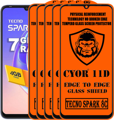 CYOR Edge To Edge Tempered Glass for TECNO SPARK 8C(Pack of 5)