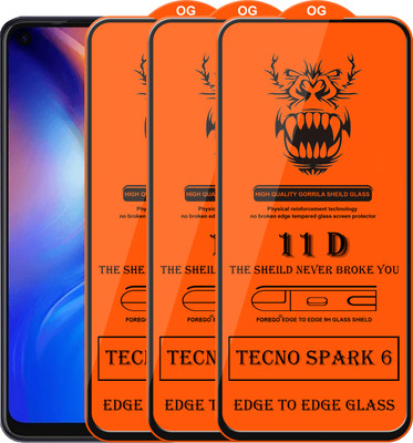 Forego Edge To Edge Tempered Glass for Tecno Spark 6(Pack of 3)