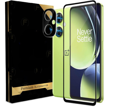 Gaqipud Front and Back Tempered Glass for OnePlus Nord CE 3 Lite 5G (6.72 Inch) With Black Camera Lens Protector(Pack of 2)