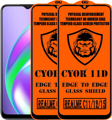 CYOR Edge To Edge Tempered Glass for REALME C15(Pack of 2)