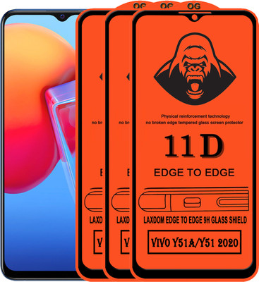 Laxdom Edge To Edge Tempered Glass for VIVO Y51 2020(Pack of 3)