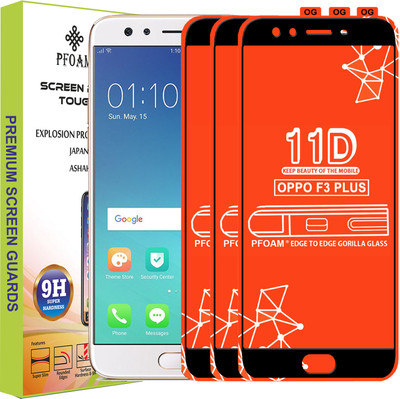 PFOAM Edge To Edge Tempered Glass for OPPO F3 PLUS(Pack of 3)