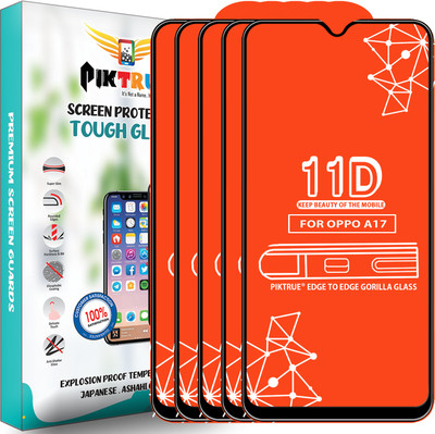 PikTrue Edge To Edge Tempered Glass for Oppo A17(Pack of 5)