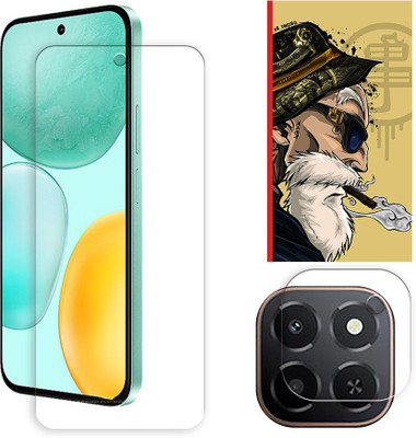 SOMTONE Edge To Edge Tempered Glass for Honor X6c 4G Tempered Glass Screen Protector | Anti-Scratch | Edge to Edge Full Coverage | 9H Hardness ( 1 FRONT SCREEN GUARD + 1 CAMERA LENS PROTECTOR + 1 FREE BACK EMBOSSED SKIN001 )(Pack of 1)