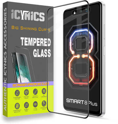 ICYNICS Edge To Edge Tempered Glass for Infinix SMART 8 Plus, Anti-Fingerprint, Waterproof, Oil-resistant, Bubble-Free, Anti-Static, Scratch Resistant with Full Screen Coverage & Easy Installation(Pack of 1)