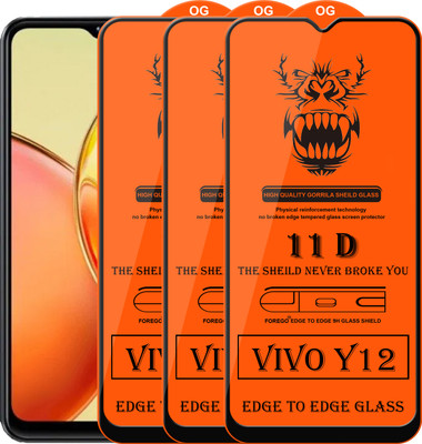 Forego Edge To Edge Tempered Glass for Vivo Y12(Pack of 3)