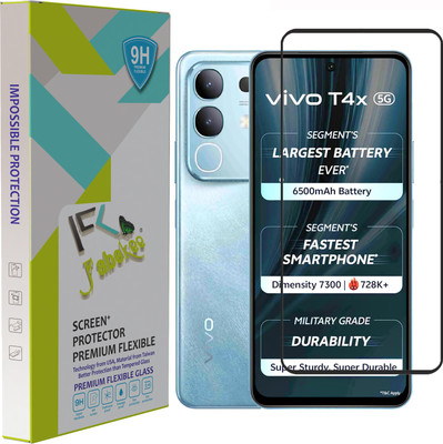 FABEKEE Edge To Edge Tempered Glass for Tempered Glass Screen Protector Compatible with VIVO T4x 5G Black with Edge to Edge Coverage and Easy Installation kit(Pack of 1)