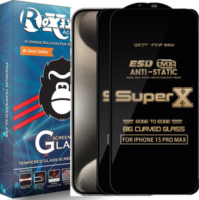 Roxel Edge To Edge Tempered Glass for IPHONE 15 PRO MAX(Pack of 2)