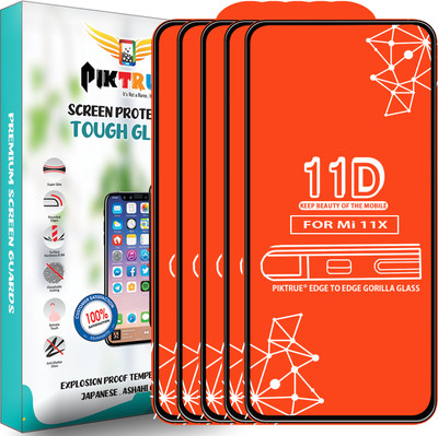 PikTrue Edge To Edge Tempered Glass for Mi 11X(Pack of 5)