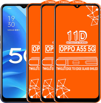 TWIGLO Edge To Edge Tempered Glass for OPPO A55 5G(Pack of 3)