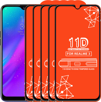 Roxel Edge To Edge Tempered Glass for Realme 3(Pack of 5)