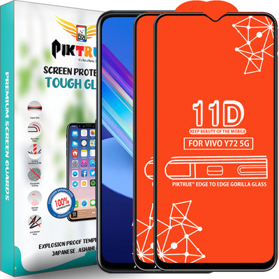 PikTrue Edge To Edge Tempered Glass for Vivo Y72 5G(Pack of 2)