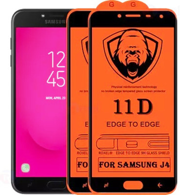 NaturalBuy Edge To Edge Tempered Glass for Samsung Galaxy J4 -11D Glass - Full Coverage Glass 11D Edge to Edge Tempered Glass Full Coverage Glass(Pack of 2)