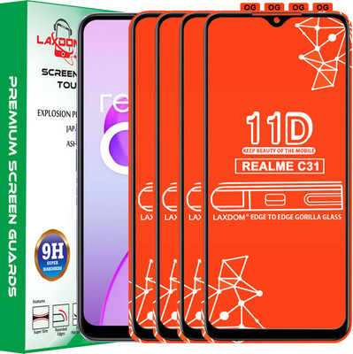 Laxdom Edge To Edge Tempered Glass for REALME C31(Pack of 4)
