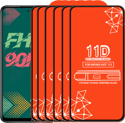Roxel Edge To Edge Tempered Glass for Infinix Hot 11S(Pack of 6)