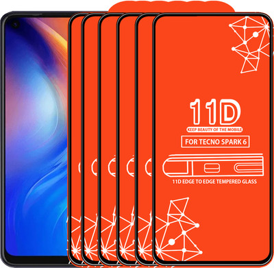 Roxel Edge To Edge Tempered Glass for Tecno Spark 6(Pack of 6)