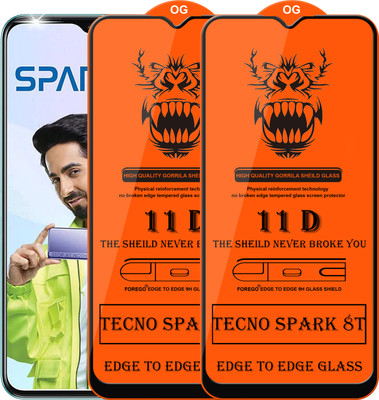 Forego Edge To Edge Tempered Glass for Tecno Spark 8T(Pack of 2)