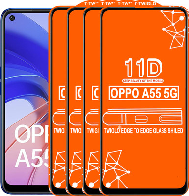 TWIGLO Edge To Edge Tempered Glass for OPPO A55 4G(Pack of 4)