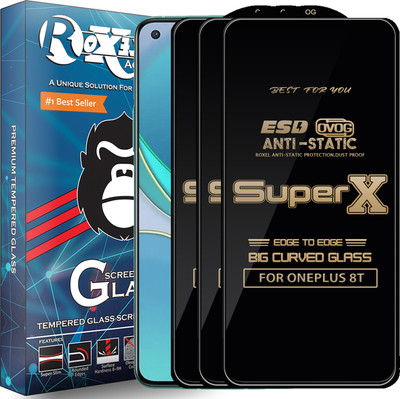 Roxel Edge To Edge Tempered Glass for ONEPLUS 8T(Pack of 3)