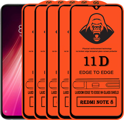 Laxdom Edge To Edge Tempered Glass for REDMI NOTE 8(Pack of 5)