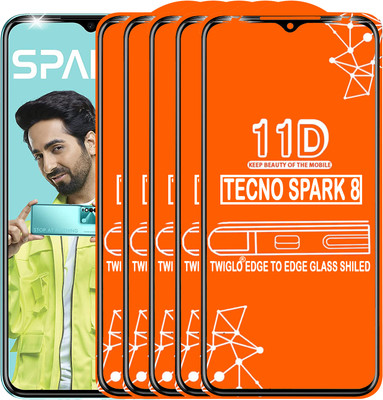 TWIGLO Edge To Edge Tempered Glass for TECNO SPARK 8(Pack of 5)