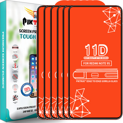 PikTrue Edge To Edge Tempered Glass for Redmi Note 9S(Pack of 6)