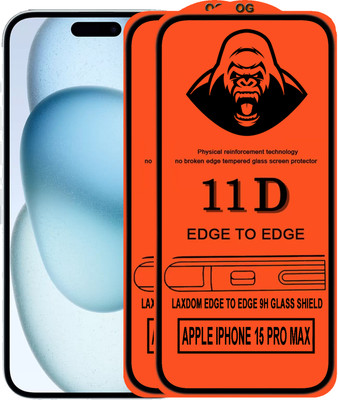 Laxdom Edge To Edge Tempered Glass for APPLE IPHONE 15 PRO MAX(Pack of 2)