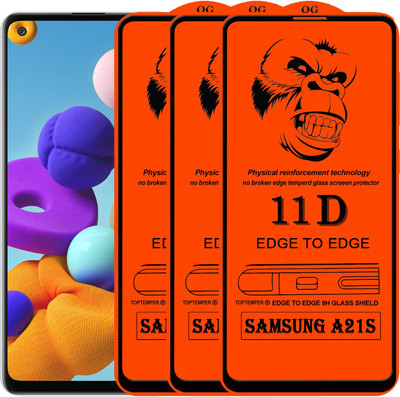 TOPTEMPER Edge To Edge Tempered Glass for SAMSUNG GALAXY A21S(Pack of 3)
