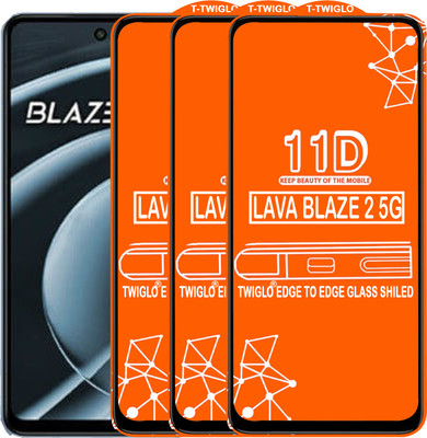 TWIGLO Edge To Edge Tempered Glass for LAVA BLAZE 2 5G(Pack of 3)
