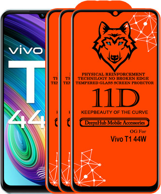 DeepzHub Edge To Edge Tempered Glass for vivo T1 44W(Pack of 3)