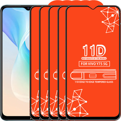 Qyist Edge To Edge Tempered Glass for Vivo Y75 5G(Pack of 5)