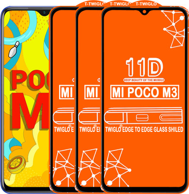 TWIGLO Edge To Edge Tempered Glass for REDMI POCO M3(Pack of 3)